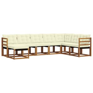vidaXL Conjunto de Sof&aacute;s para Exterior 8 unid. Natural e Creme