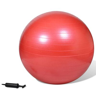 Bola de equilíbrio para fitness e exercício + bomba, 85 cm, vermelha