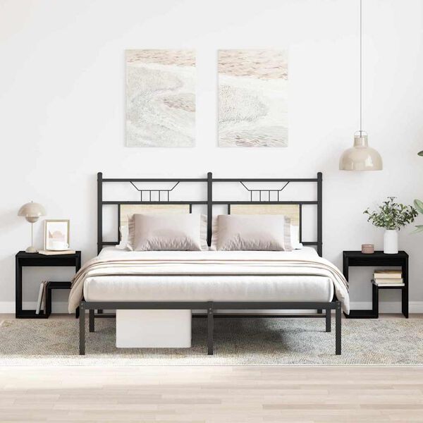 vidaXL Arm&aacute;rio de Cabeceira 2 pcs Carvalho Preto 40 x 30 x 40 cm