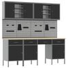 vidaXL Arm&aacute;rio de Trabalho 10 unid. Preto Madeira de Engenharia e A&ccedil;o