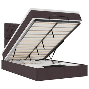 vidaXL Estrutura de cama otomana com colch&atilde;o 120x190cm castanho escuro