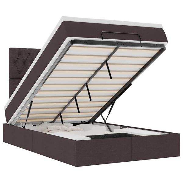 vidaXL Estrutura de cama otomana com colch&atilde;o 120x190cm castanho escuro
