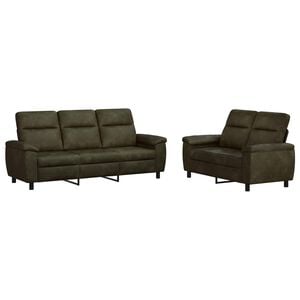 vidaXL Conjunto de Sof&aacute;s 2 pcs Verde Ex&eacute;rcito Couro Suede Sint&eacute;tico