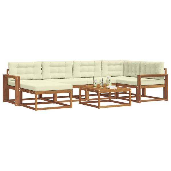 vidaXL Conjunto de Sof&aacute;s para Exterior 7 pcs Natural e Creme