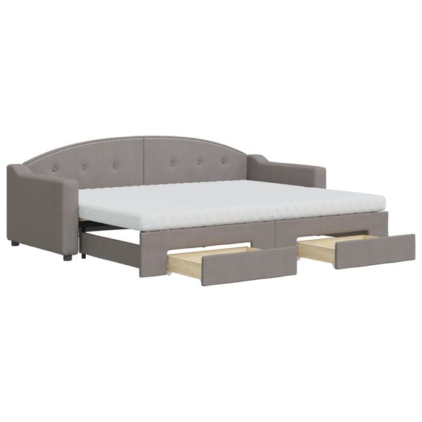 vidaXL Sof&aacute;-cama c/ gavet&atilde;o/gavetas 80x200 cm tecido cinza-acastanhado