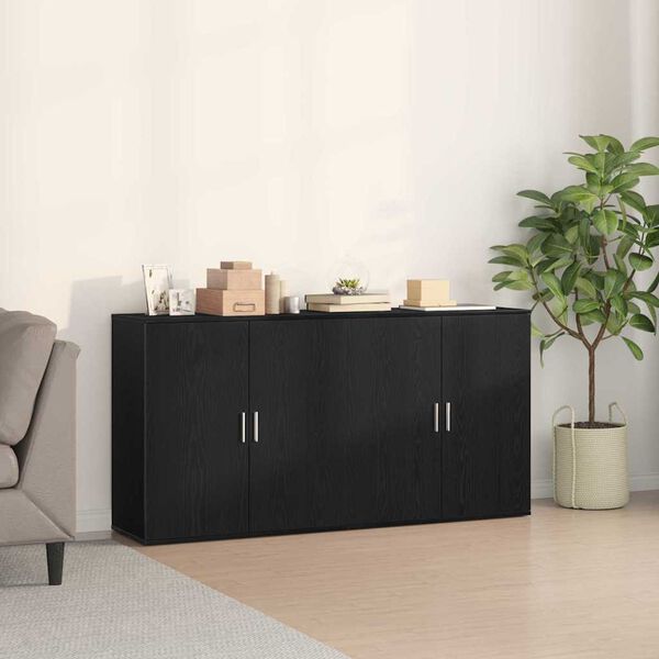 vidaXL Buffet 2 pcs Carvalho Preto 79 x 38 x 80 cm Madeira processada
