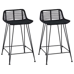 vidaXL Banco de bar 2 unid. Preto 44 x 45 x 76 cm Rattan e A&ccedil;o