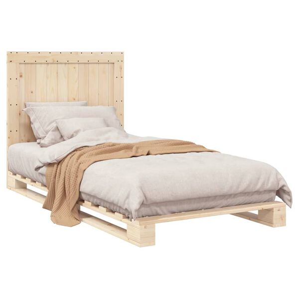 vidaXL Estrutura de cama com cabeceira 100x200cm pinho maci&ccedil;o