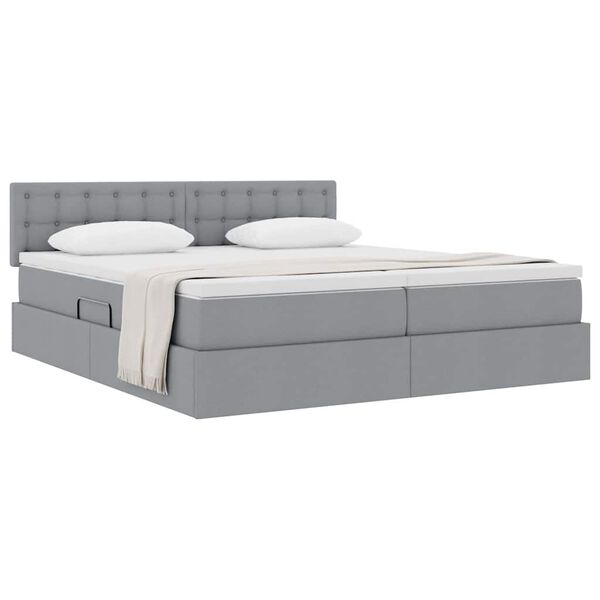 vidaXL Cama com Armazenamento com colch&atilde;o Cinzento-claro 200 x 200 cm