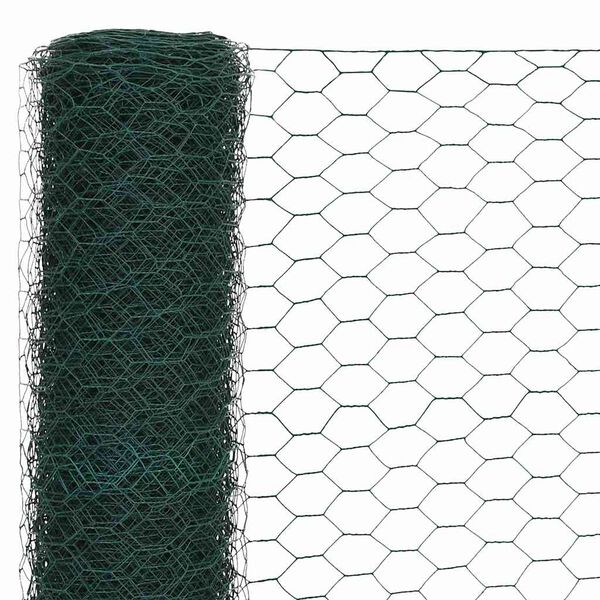 vidaXL Cerca arame galinheiro 25x1,5 m a&ccedil;o c/ revestimento PVC verde