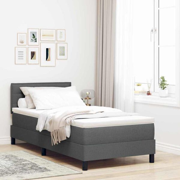 vidaXL Cama Box com colch&atilde;o Cinza Escuro 80 x 200 cm tecido