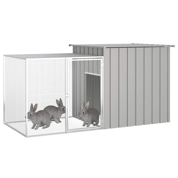 vidaXL Gaiola p/ coelhos 200x91x100 cm a&ccedil;o galvanizado cinzento