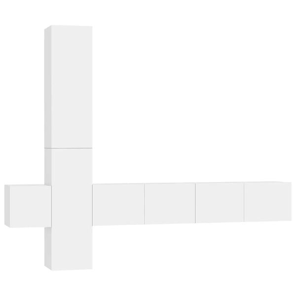 vidaXL 5 pcs conjunto de m&oacute;veis de TV derivados de madeira branco