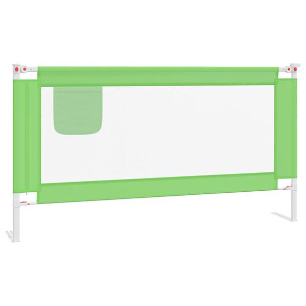 vidaXL Barra de seguran&ccedil;a p/ cama infantil tecido 160x25 cm verde