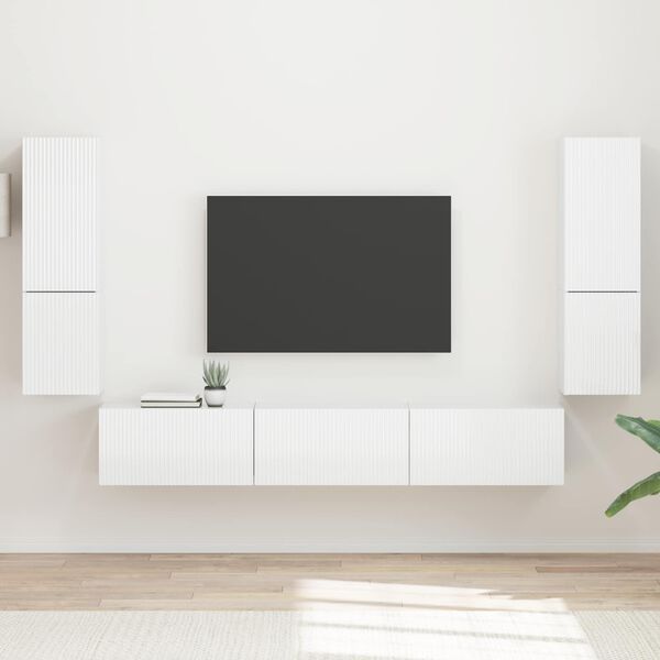 vidaXL Conjunto de m&oacute;vel de TV 4 pcs Branco Brilhante