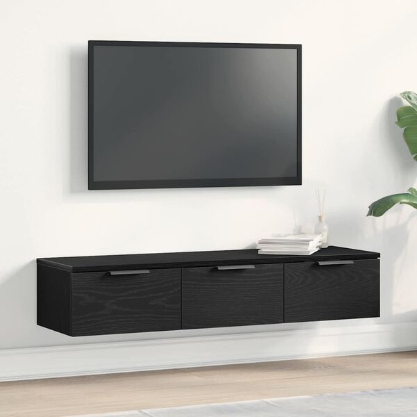 vidaXL Arm&aacute;rio de Parede com gaveta Carvalho Preto 102 x 30 x 20 cm