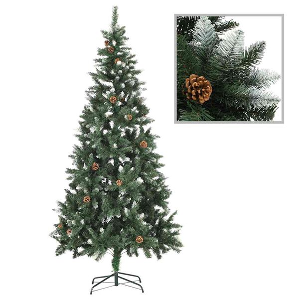 vidaXL Árvore Natal artificial pré-iluminada c/ bolas 210 cm