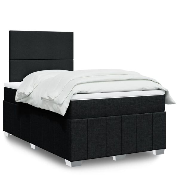 vidaXL Cama boxspring com colch&atilde;o 120x190 cm tecido preto