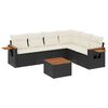 vidaXL 7 pcs conjunto de sof&aacute;s p/ jardim c/ almofad&otilde;es vime PE preto