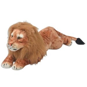 vidaXL Le&atilde;o de peluche, castanho, XXL