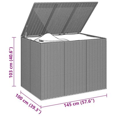 vidaXL Caixa para almofadões de jardim 145x100x103 cm vime PE preto