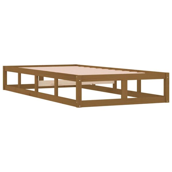 vidaXL Estrutura de cama 100x200 cm madeira maci&ccedil;a castanho mel