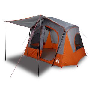 vidaXL Tenda de campismo cabana p/ 5 pessoas imperme&aacute;vel cinza/laranja