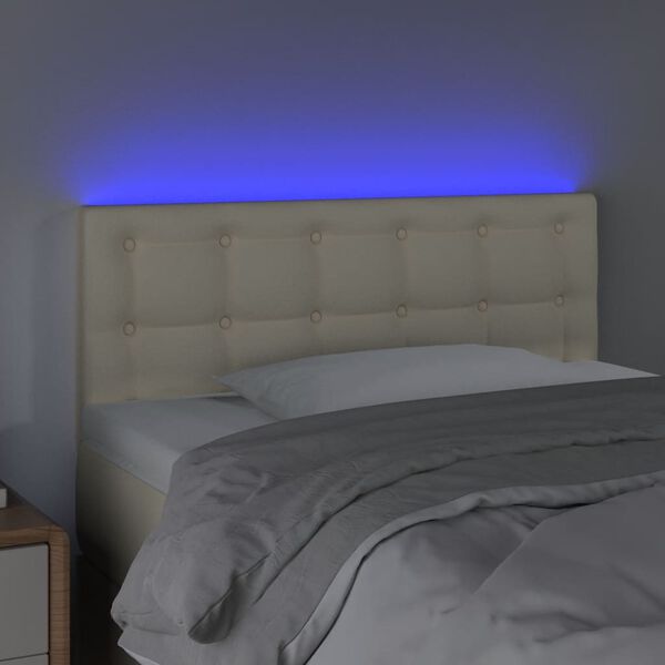 vidaXL Cabeceira de cama c/ LED 100x5x78/88 cm couro artificial creme