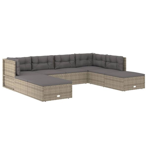 vidaXL 8 pcs conjunto lounge de jardim c/ almofadões vime PE cinzento