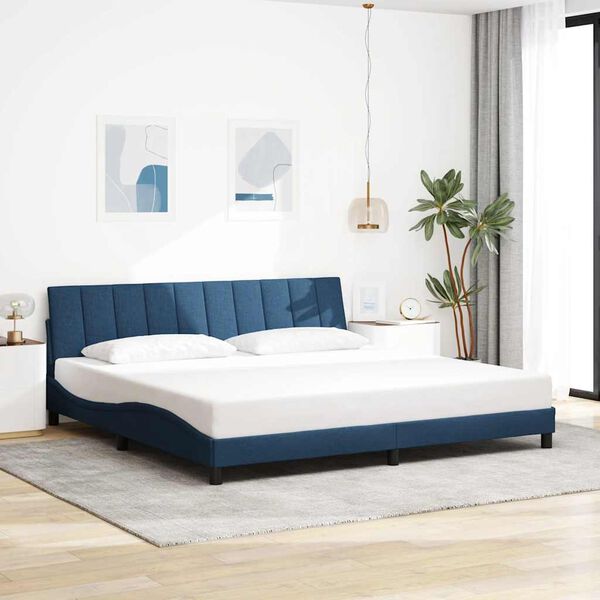 vidaXL Estrutura de cama sem colch&atilde;o Hanko 200x200 cm tecido azul