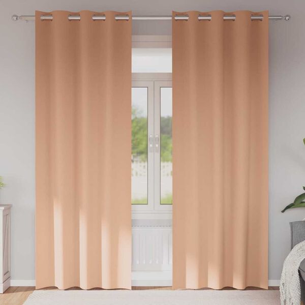 vidaXL Cortinas Blackout com Argolas 2 pcs Marrom Claro 260 x 140 cm