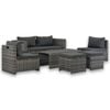 vidaXL Conjunto lounge de jardim c/ almofad&otilde;es 6 pcs vime PE cinzento