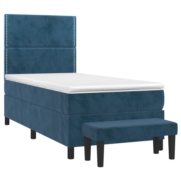 vidaXL Cama com molas/colch&atilde;o 80x200 cm veludo azul-escuro