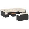vidaXL 13 pcs conjunto de sof&aacute;s de jardim com almofad&otilde;es vime PE preto