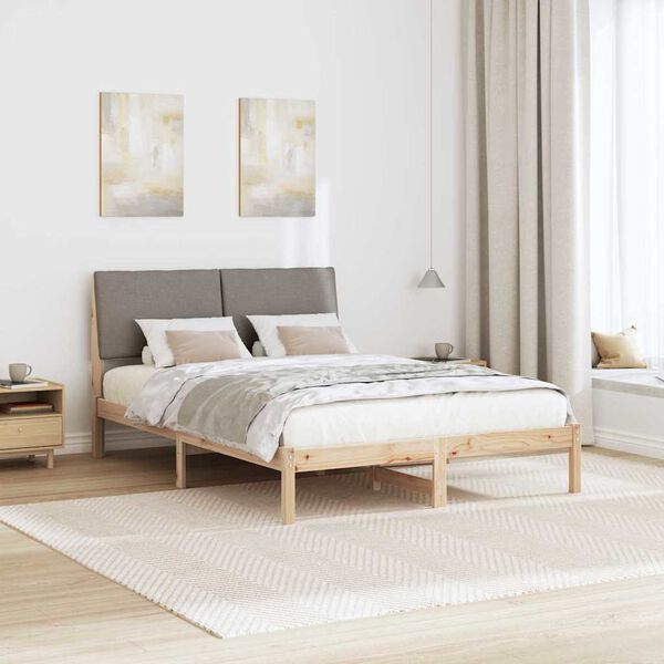 vidaXL Estrutura da cama com cabeceira Marrom e taupe 150 x 200 cm