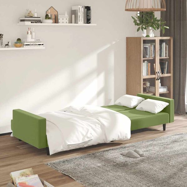 vidaXL Sof&aacute;-cama de 2 lugares veludo verde-claro
