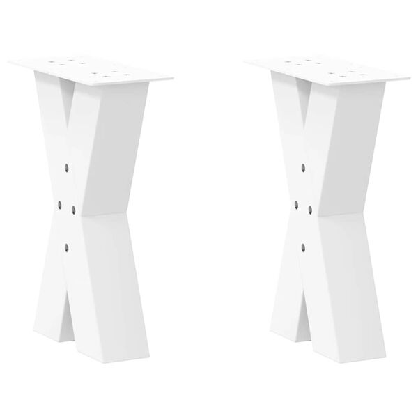 vidaXL Pés para mesa de centro em formato de X, 2 peças, branco, 28x(42-43) cm, aço