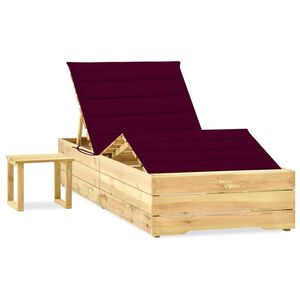 vidaXL Espregui&ccedil;adeira de jardim com mesa e almofad&atilde;o pinho impregnado