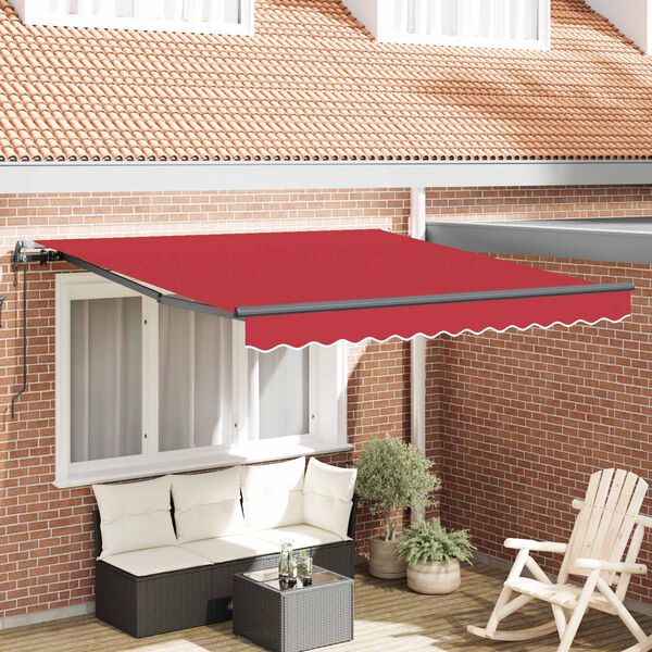 vidaXL Toldo Retr&aacute;til Vermelho 300 x 250 cm Tecido e Alum&iacute;nio