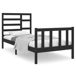 vidaXL Estrutura cama pequena solteiro 75x190 cm madeira maci&ccedil;a preto