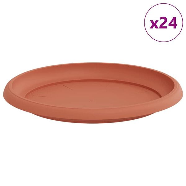 vidaXL Bandeja Redonda de Flores 24 pcs Vermelho Tijolo Pl&aacute;stico