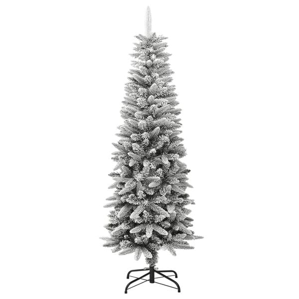 vidaXL &Aacute;rvore de Natal artificial fina com neve PVC e PE 150 cm