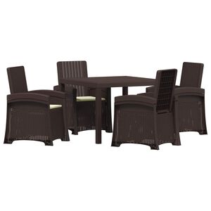 vidaXL Conjunto de Jantar para Jardim 5 unid. Castanho e Creme PP