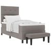 vidaXL Cama Box com almofada Cinzento-acastanhado 90 x 200 cm tecido