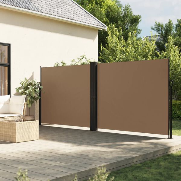 vidaXL Toldo lateral retrátil 160x600 cm cinzento-acastanhado