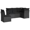 vidaXL 5 pcs conjunto sof&aacute;s de jardim com almofad&otilde;es vime PE preto