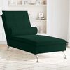 vidaXL Chaise lounge de massagem com rolo tecido verde-escuro
