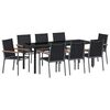 vidaXL Conjunto de Jantar para Jardim 9 pcs Preto