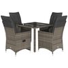 vidaXL 5 pcs conjunto de jantar p/ jardim c/ almofad&otilde;es vime PE cinza
