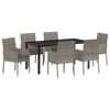 vidaXL Conjunto de Jantar para Jardim 7 pcs Cinzeto vime PE